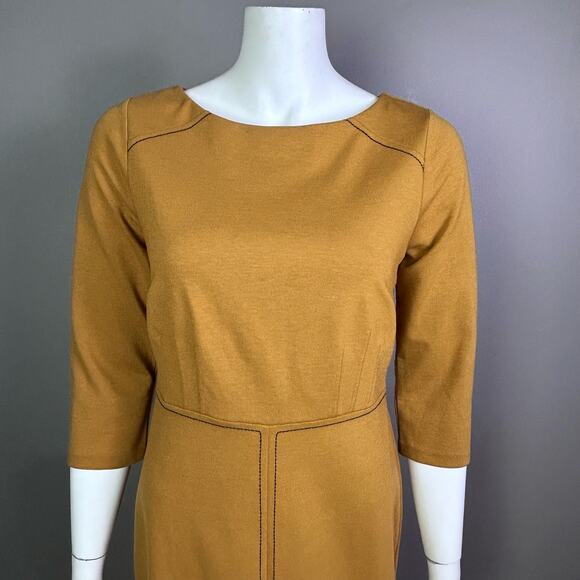 Boden dress size 8 Petite mustard yellow sheath work office tailored - Picture 2 of 10